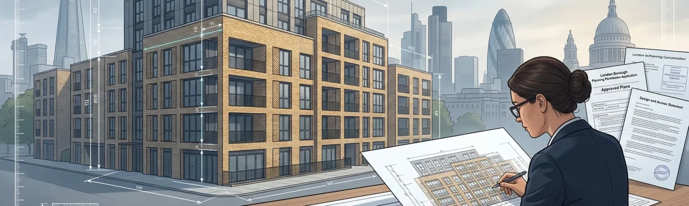 Planning permission architectural drawings and plans for a London building project