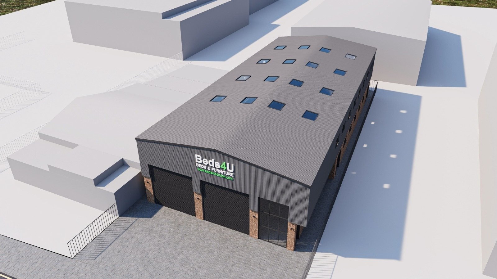 Aerial render from the front
