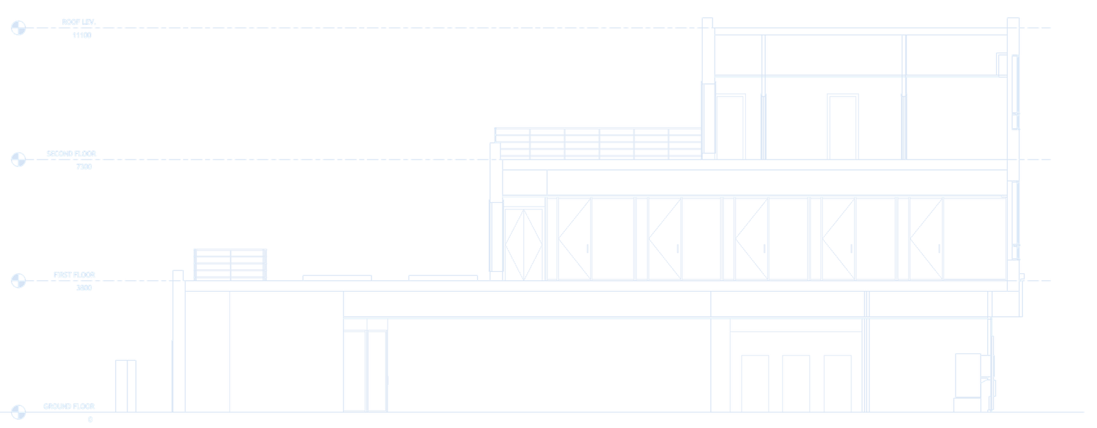Section showing floor-to-floor heights